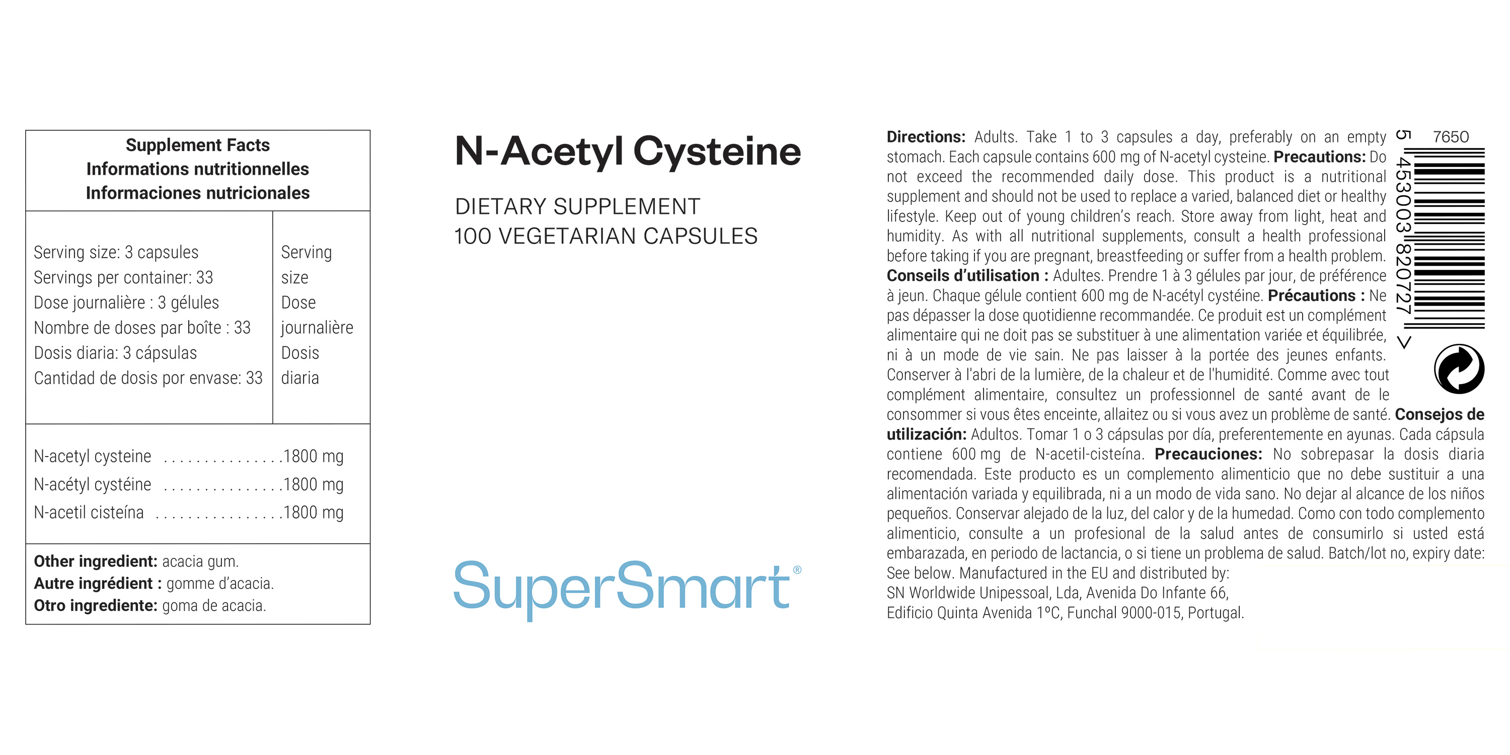 Natürliches Acetylcystein (NAC) als Nahrungsergänzungsmittel