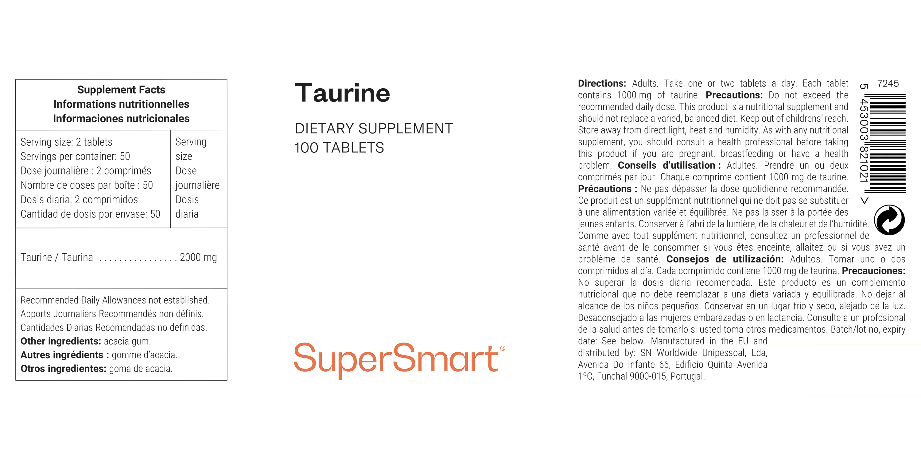 Complément alimentaire à base de taurine