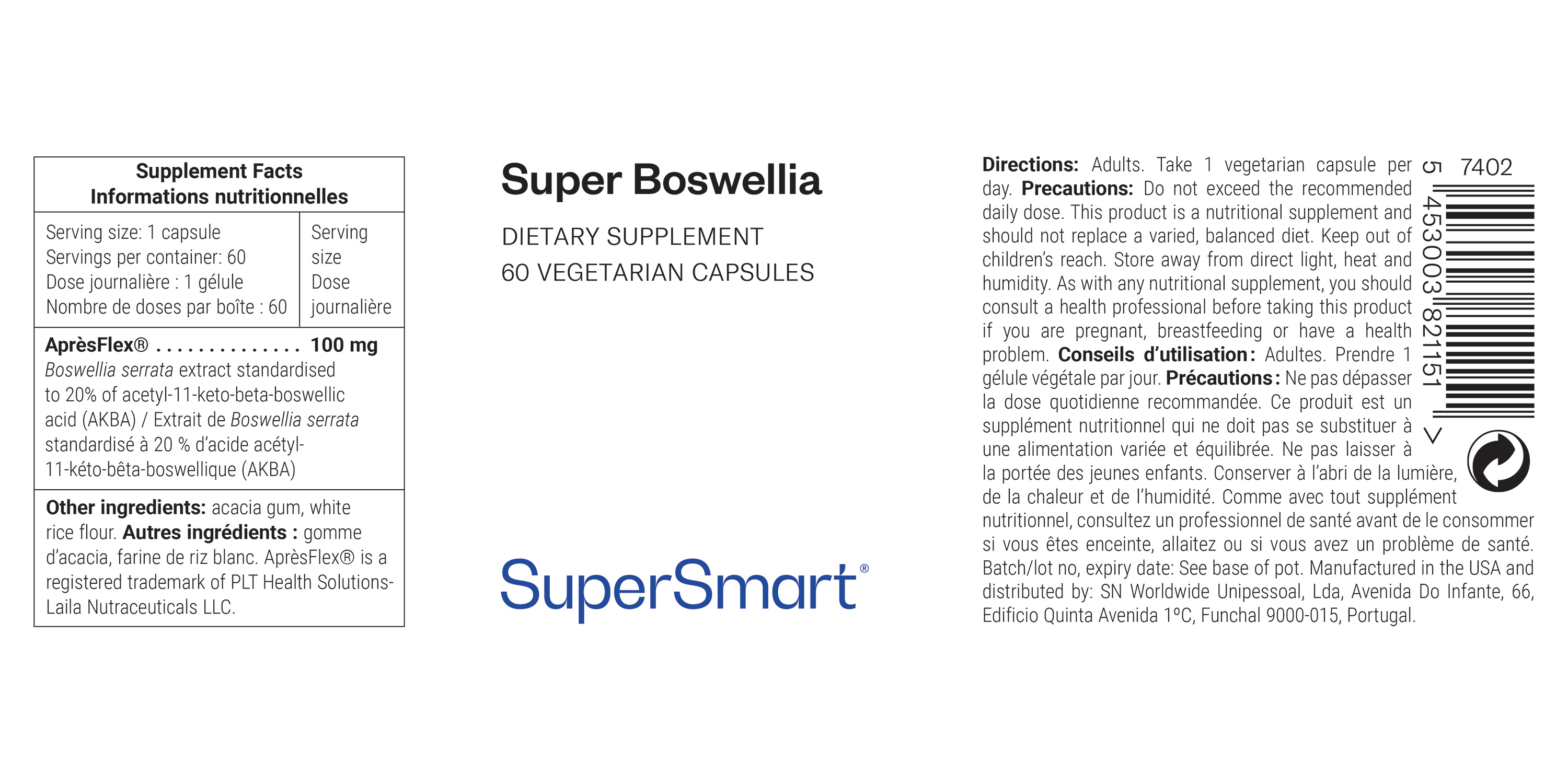 Super Boswellia suplemento alimentar, 20% AKBA