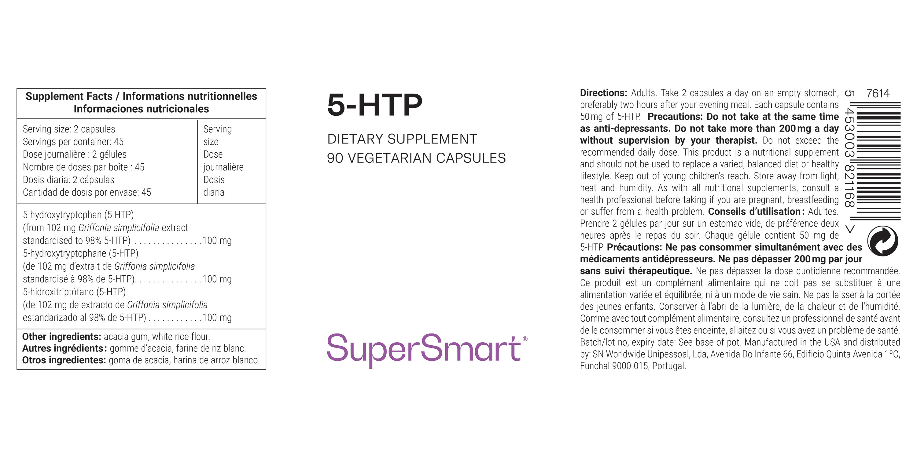 5-HTP dietary supplement, contributes for emotional well-being