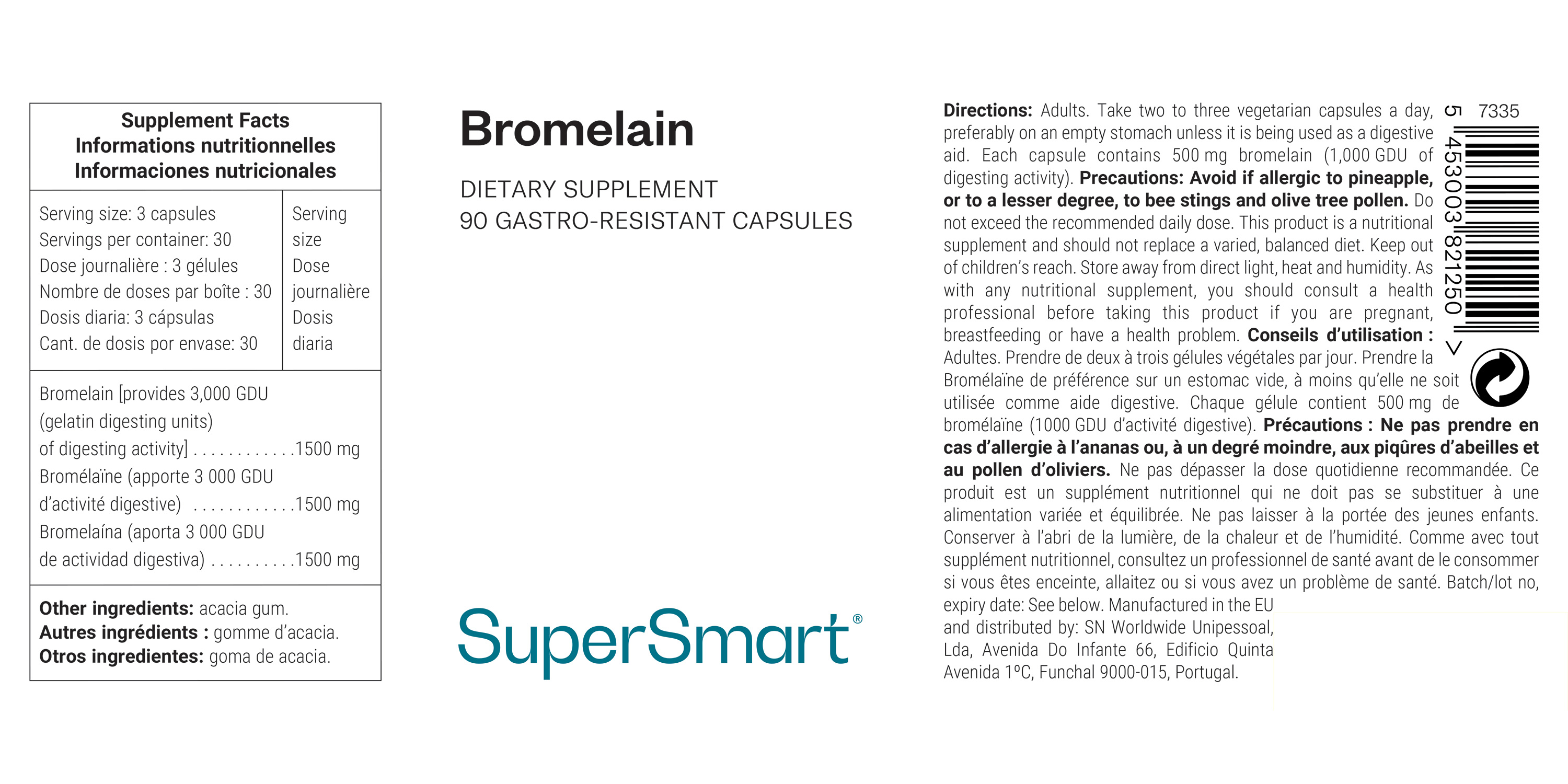 Nahrungsergänzungsmittel Bromelain, Ananas-Enzym