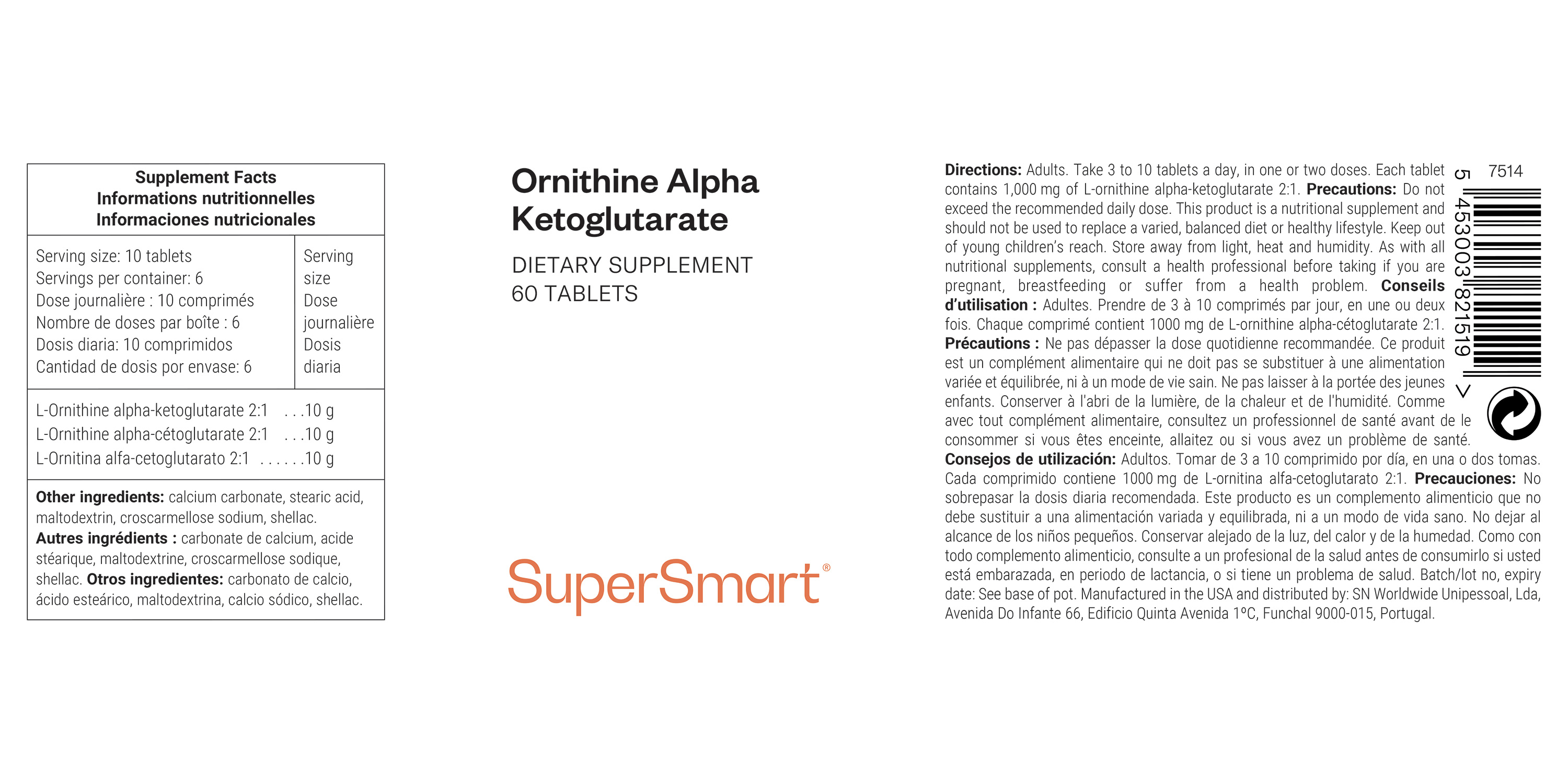 Ornithine Alpha Ketoglutarate dietary supplement