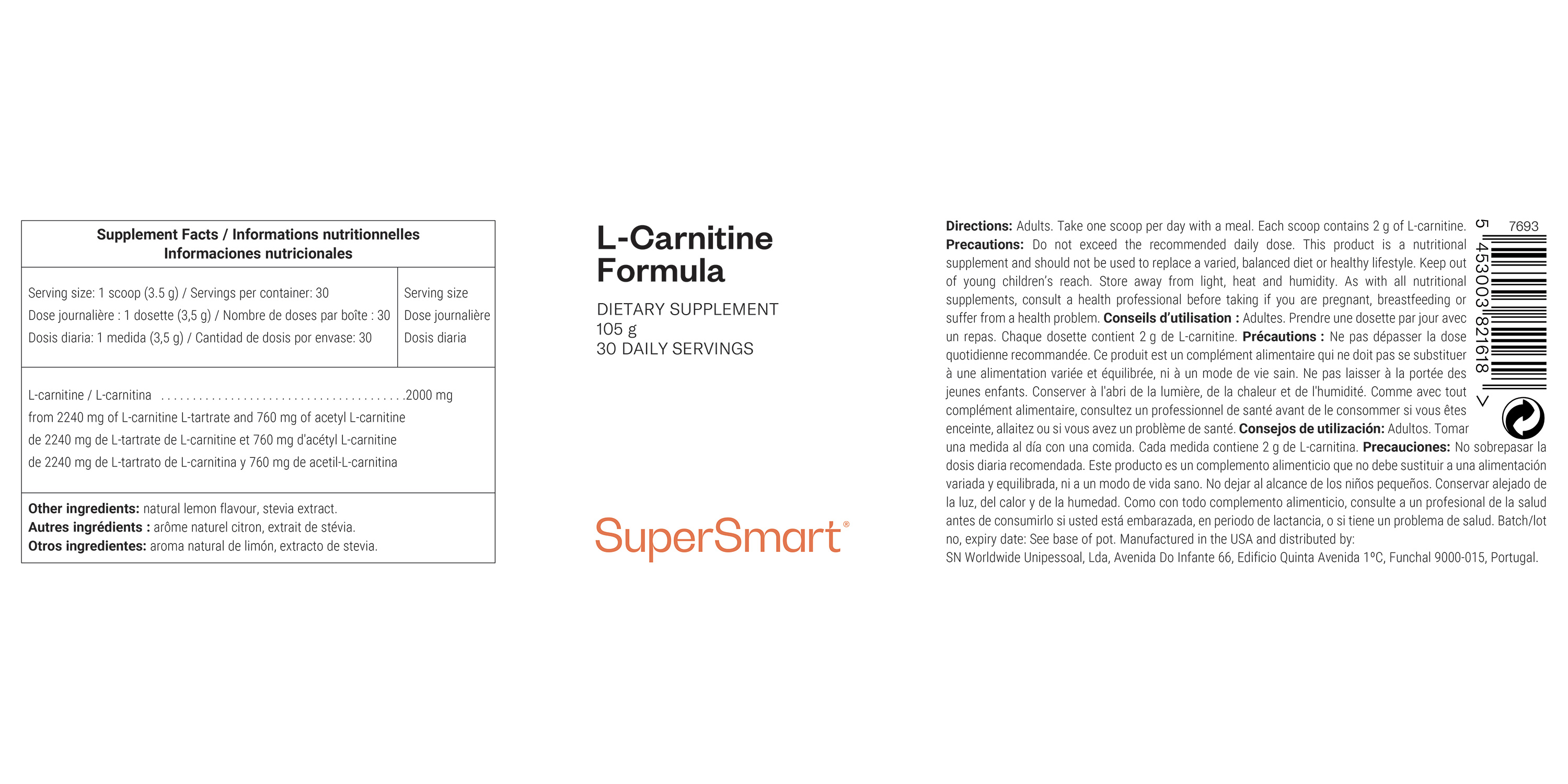 L-Carnitina Fórmula suplemento alimentar, duas formas melhoradas de carnitina