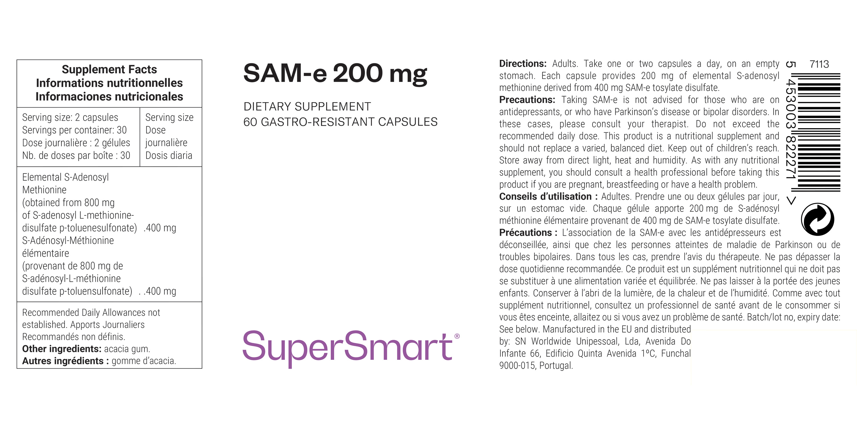 Complemento Alimenticio de S-adenosil metionina elemental 