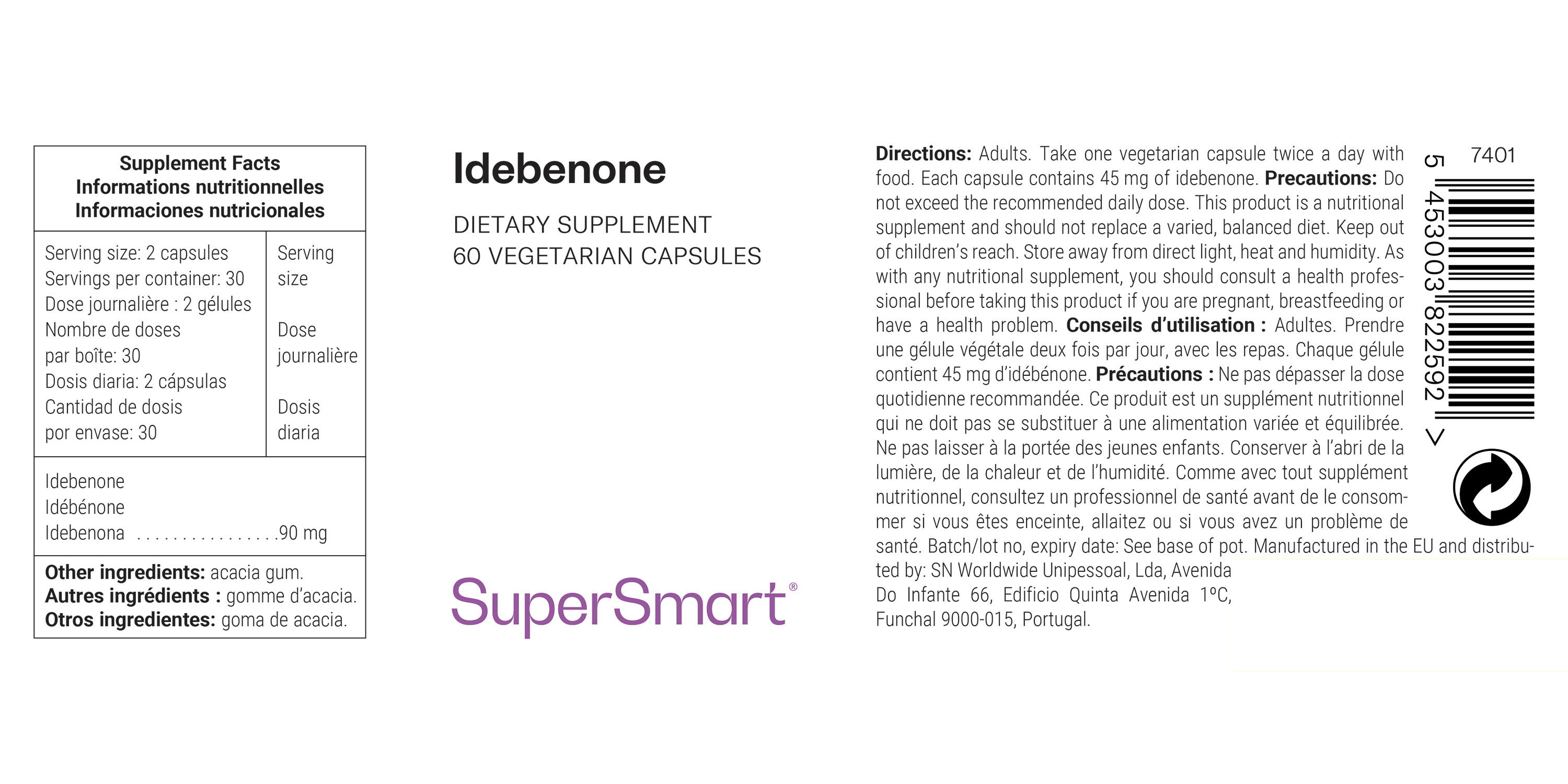 Idebenona suplemento alimentar, antioxidante potente