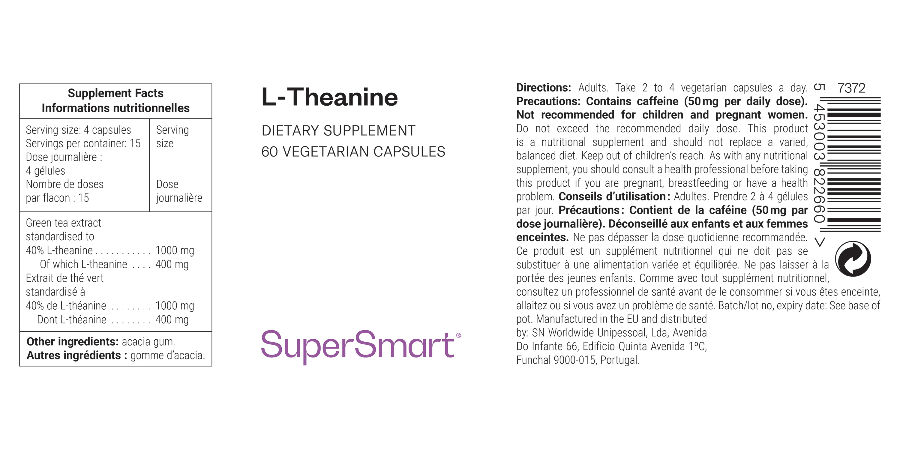 Complément alimentaire de l-théanine du thé vert