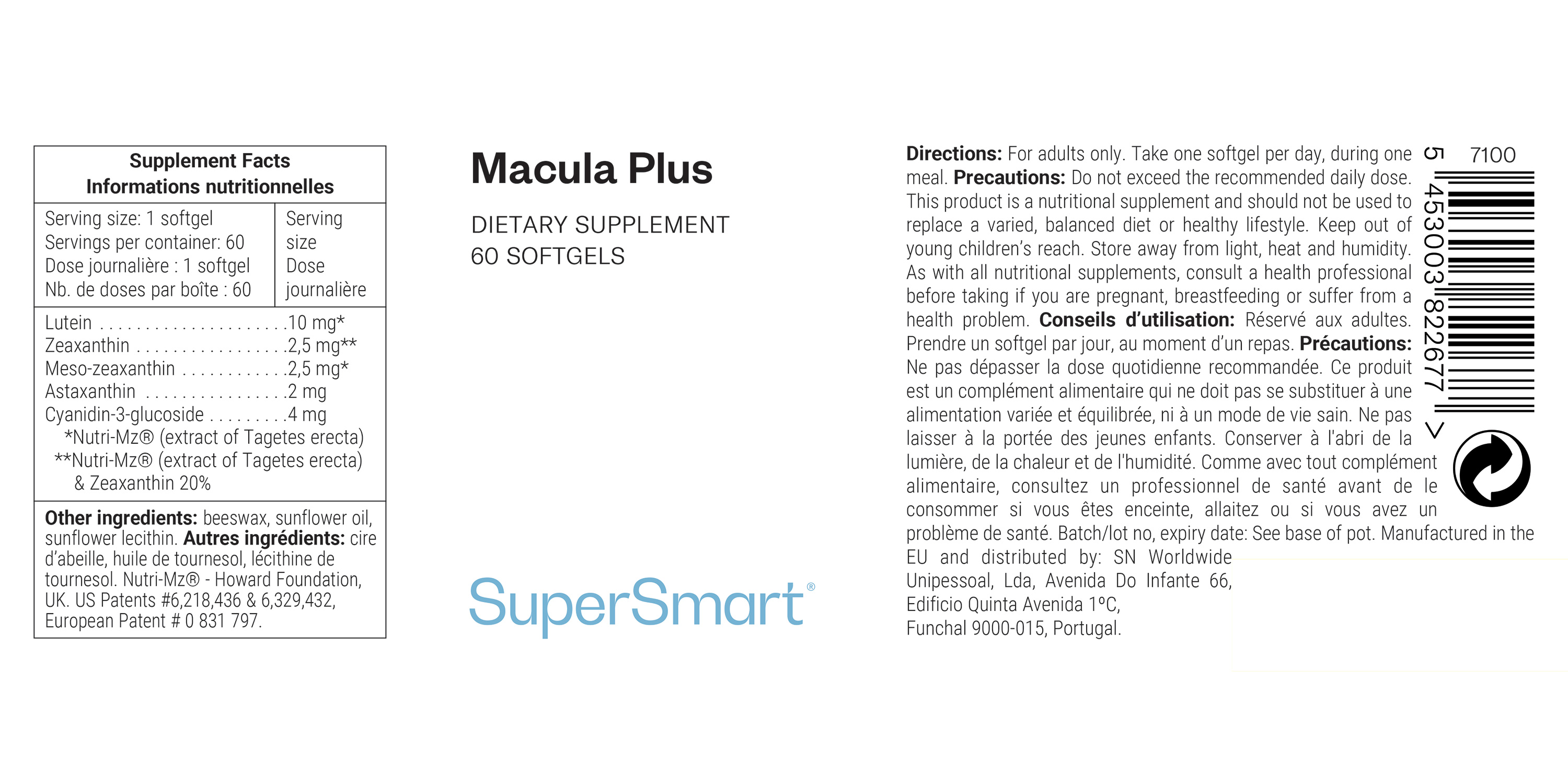 Macula Plus dietary supplement, contributes to eye health