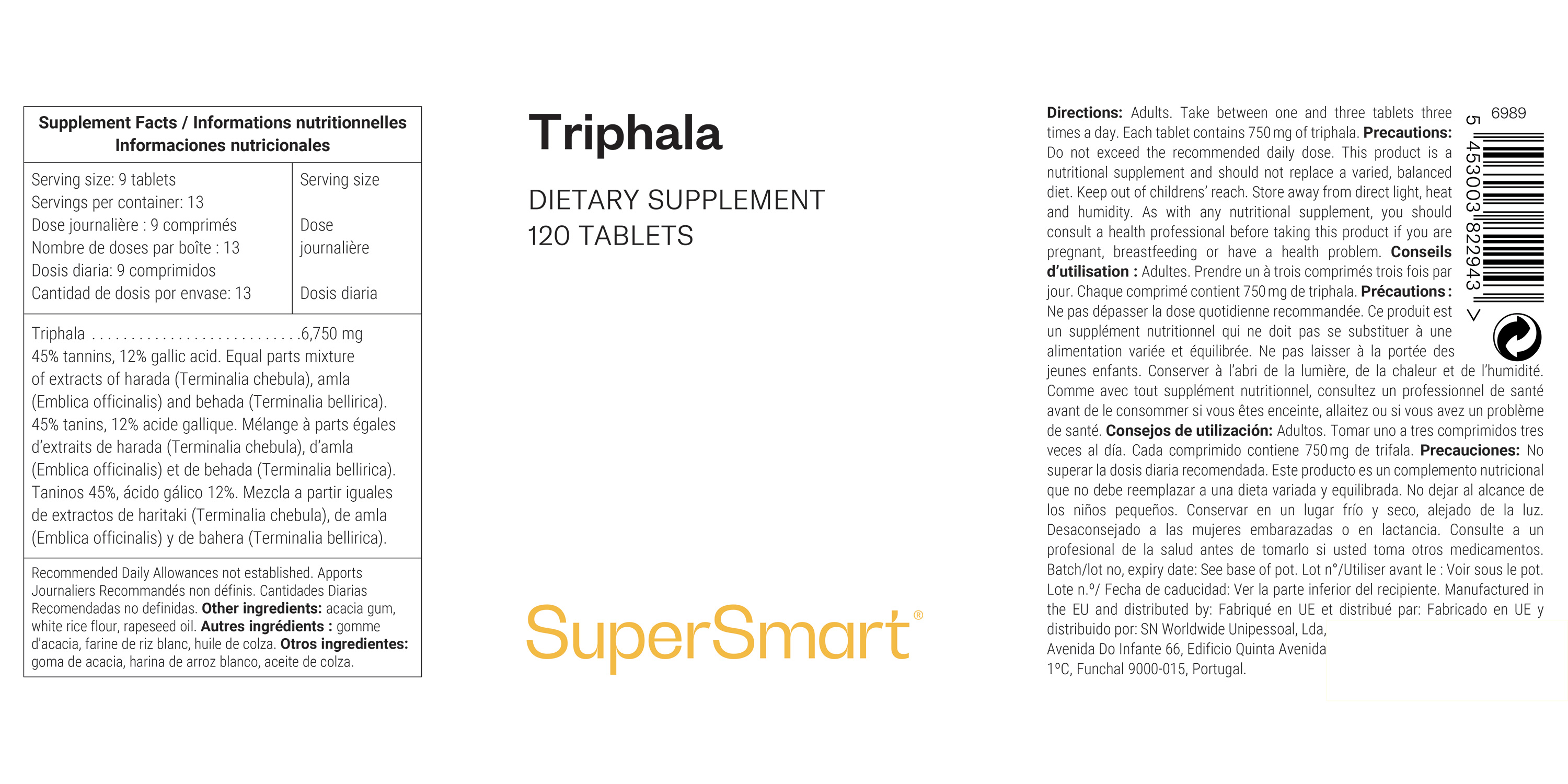 Triphala dietary supplement, cleansing ayurvedic herb