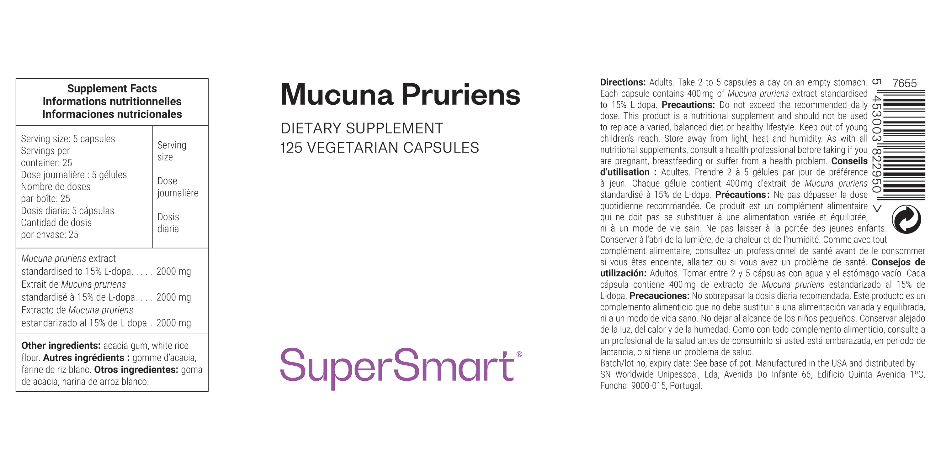 Complemento alimenticio de Mucuna pruriens