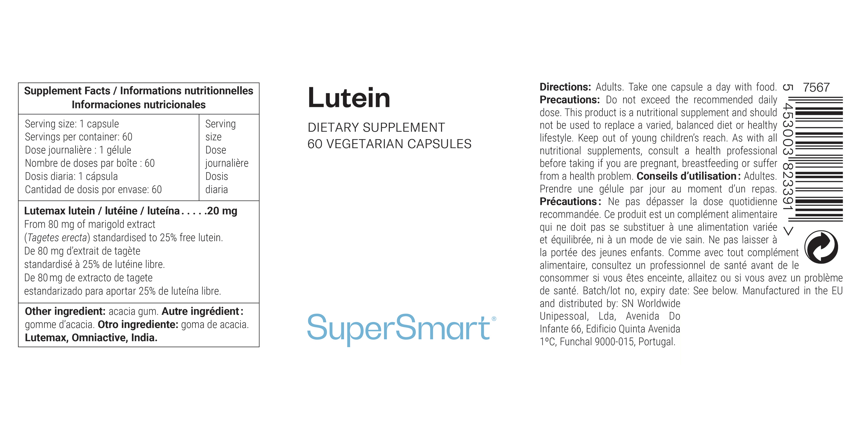 Lutein dietary supplement, contributes for eye health