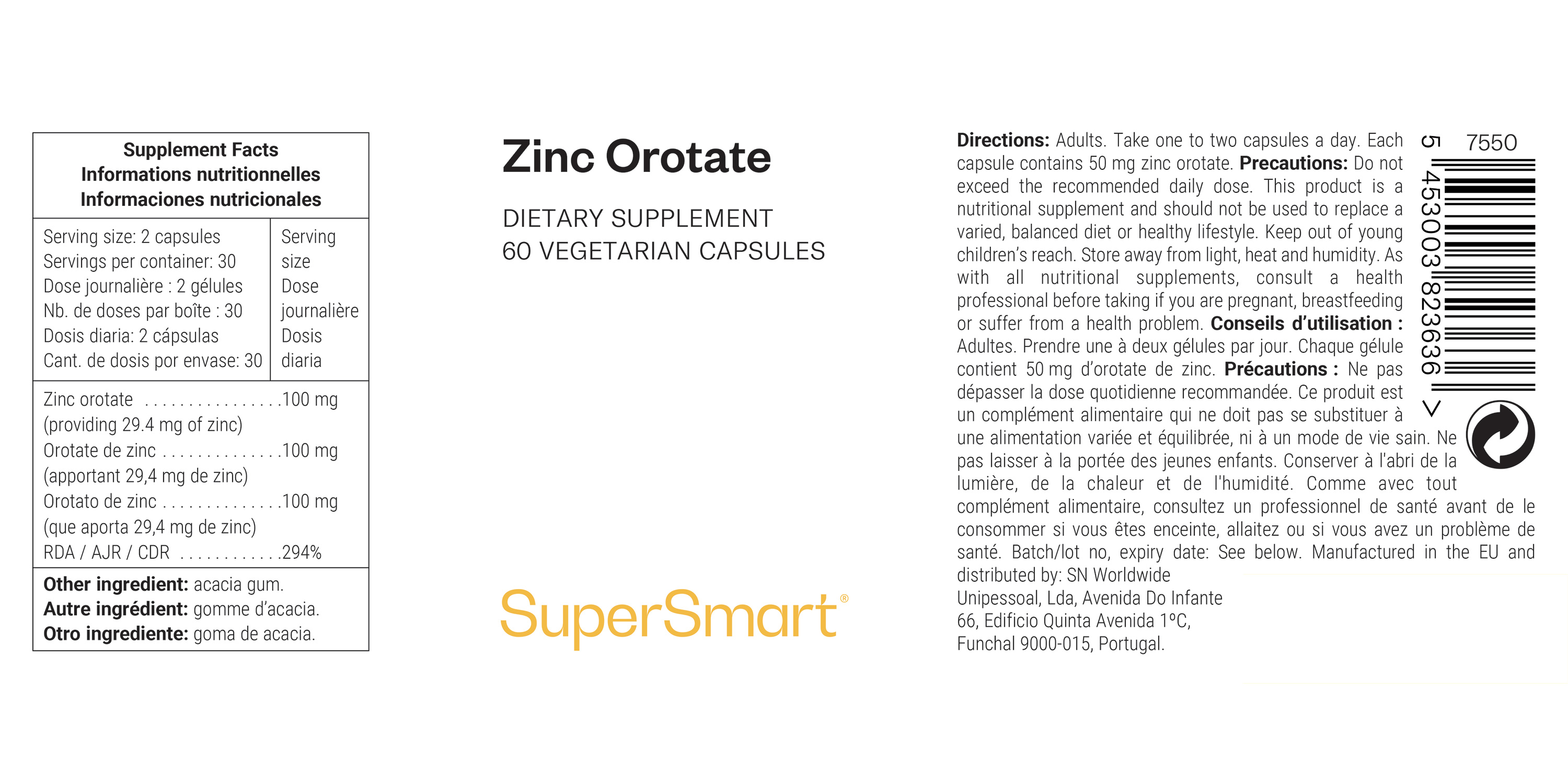 Zinc Orotate suplemento alimentar