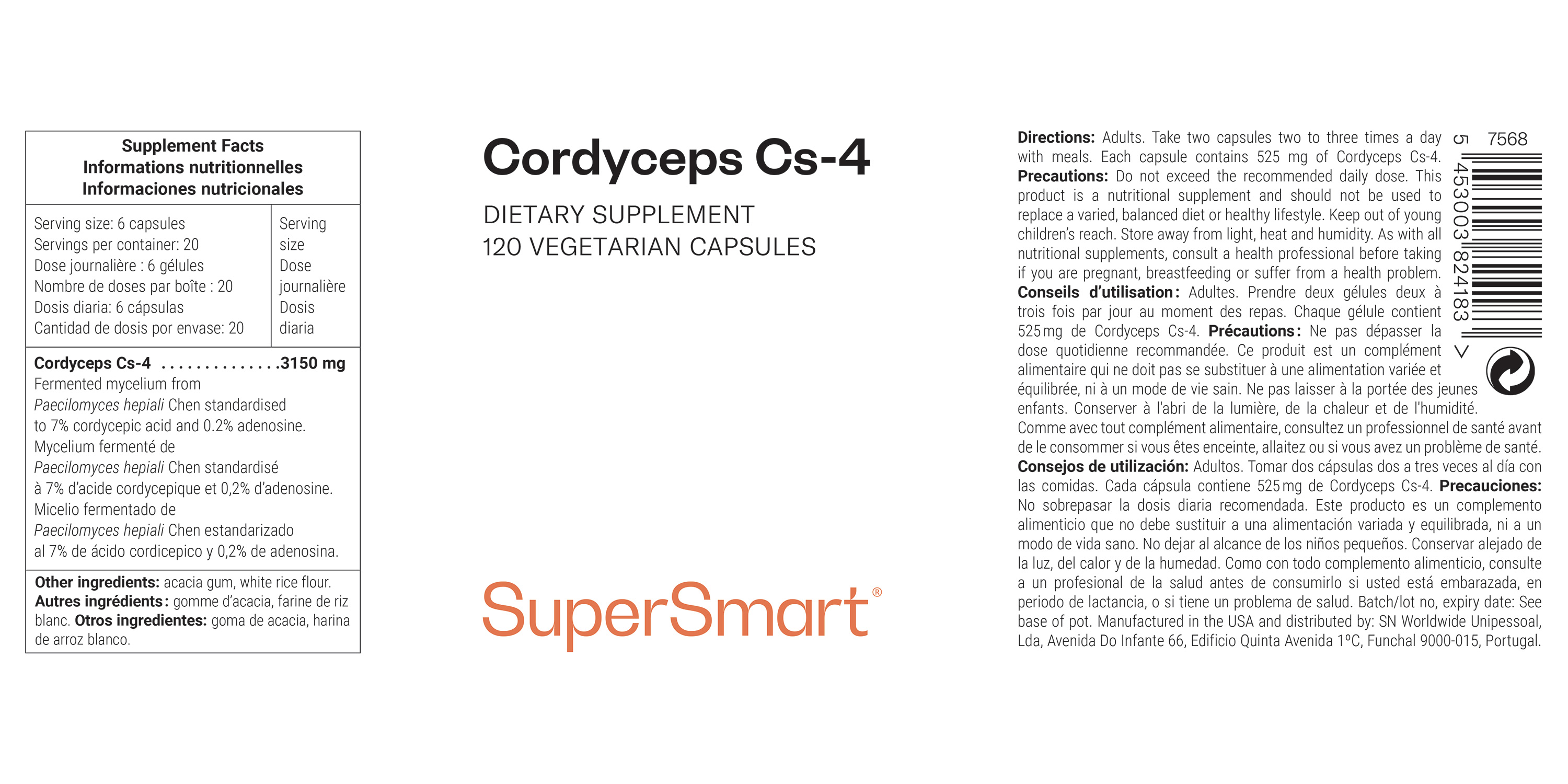 Complemento de extracto de hongo Cordyceps