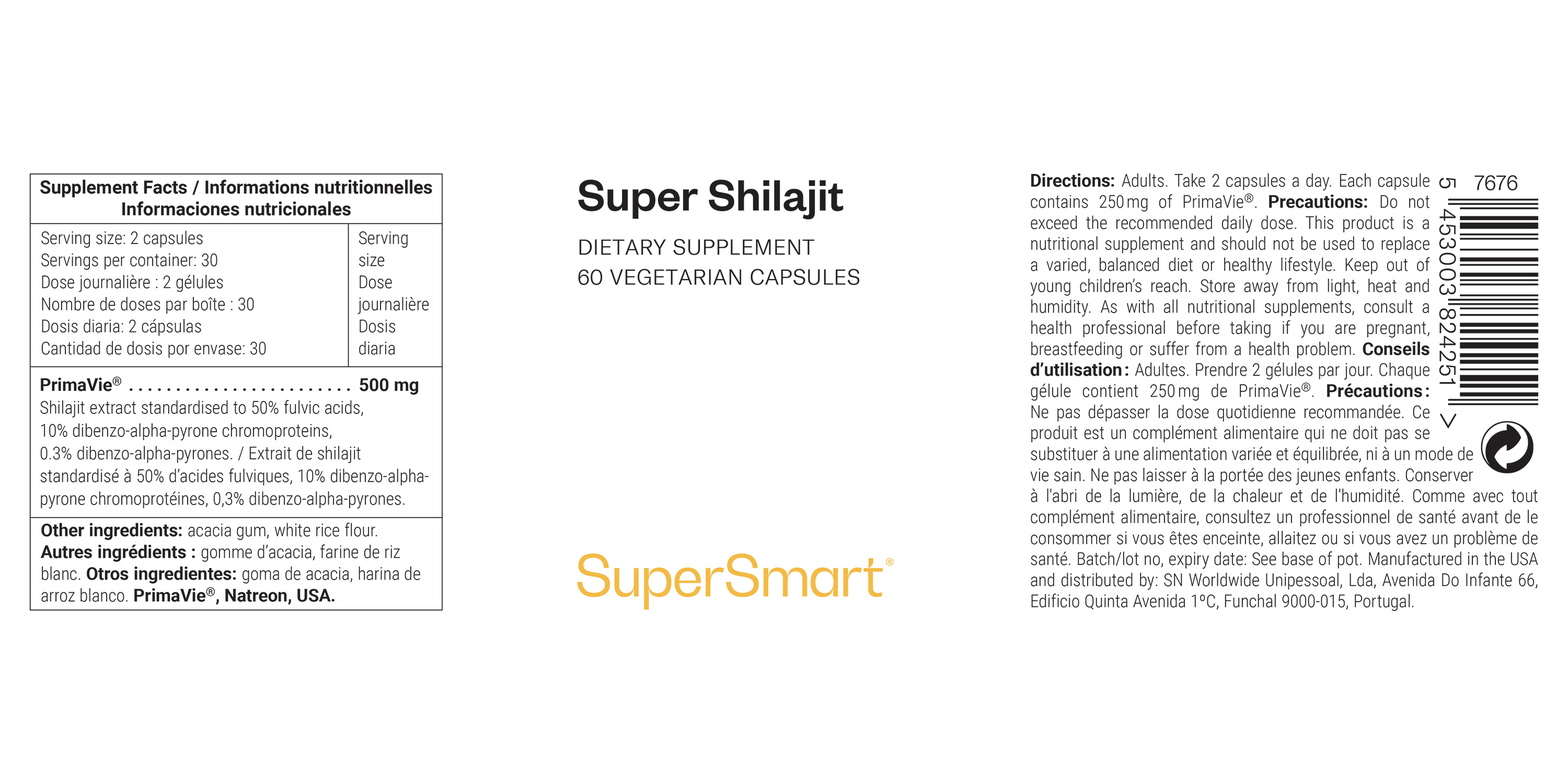 Complément alimentaire tonifiant de shilajit