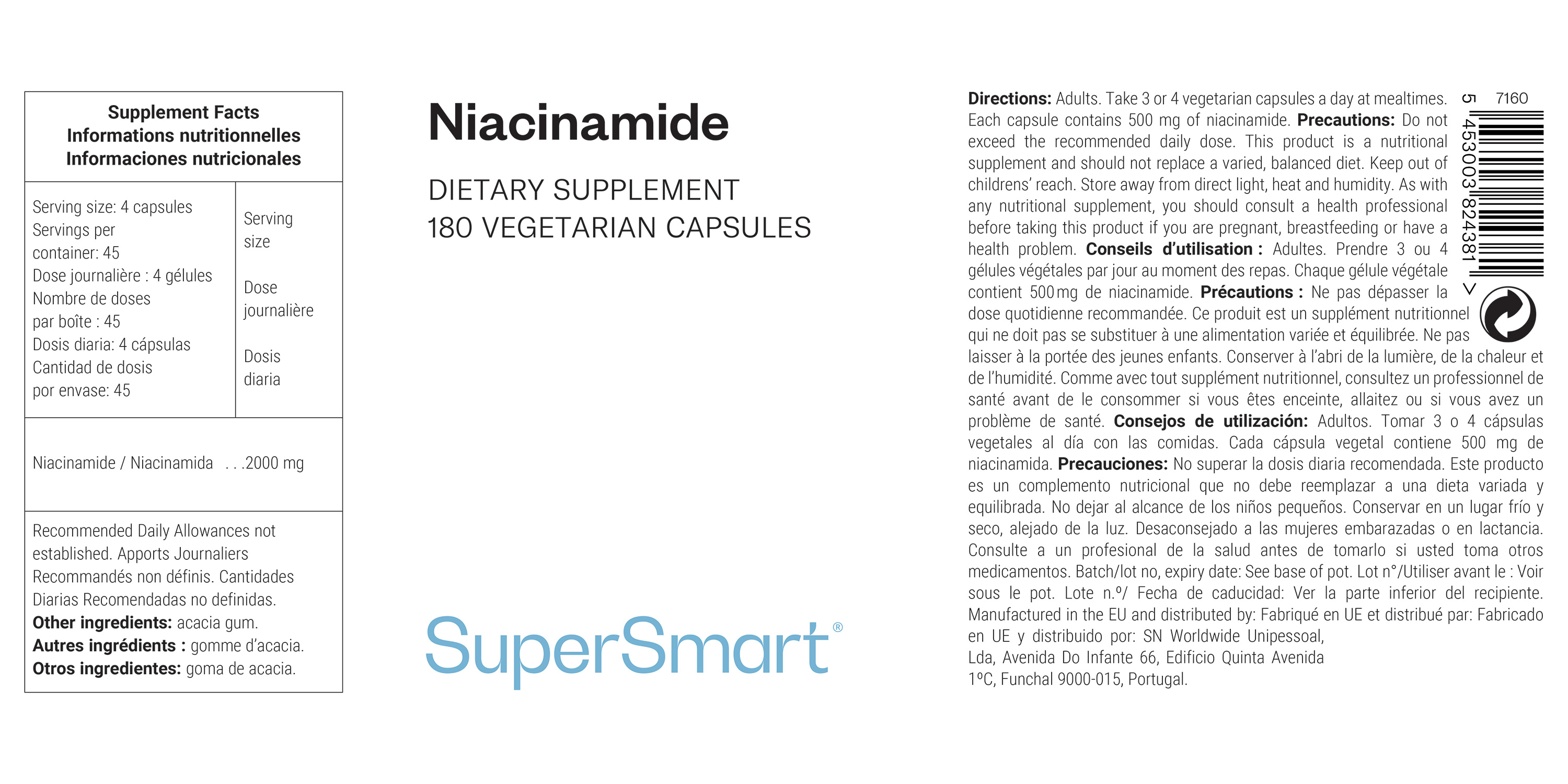 Integratore alimentare di niacinamide o vitamina B3