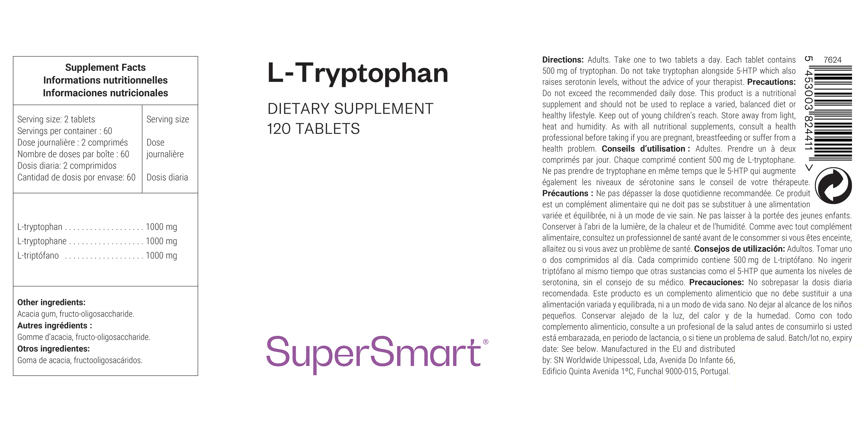 Complemento alimenticio L-Tryptophan