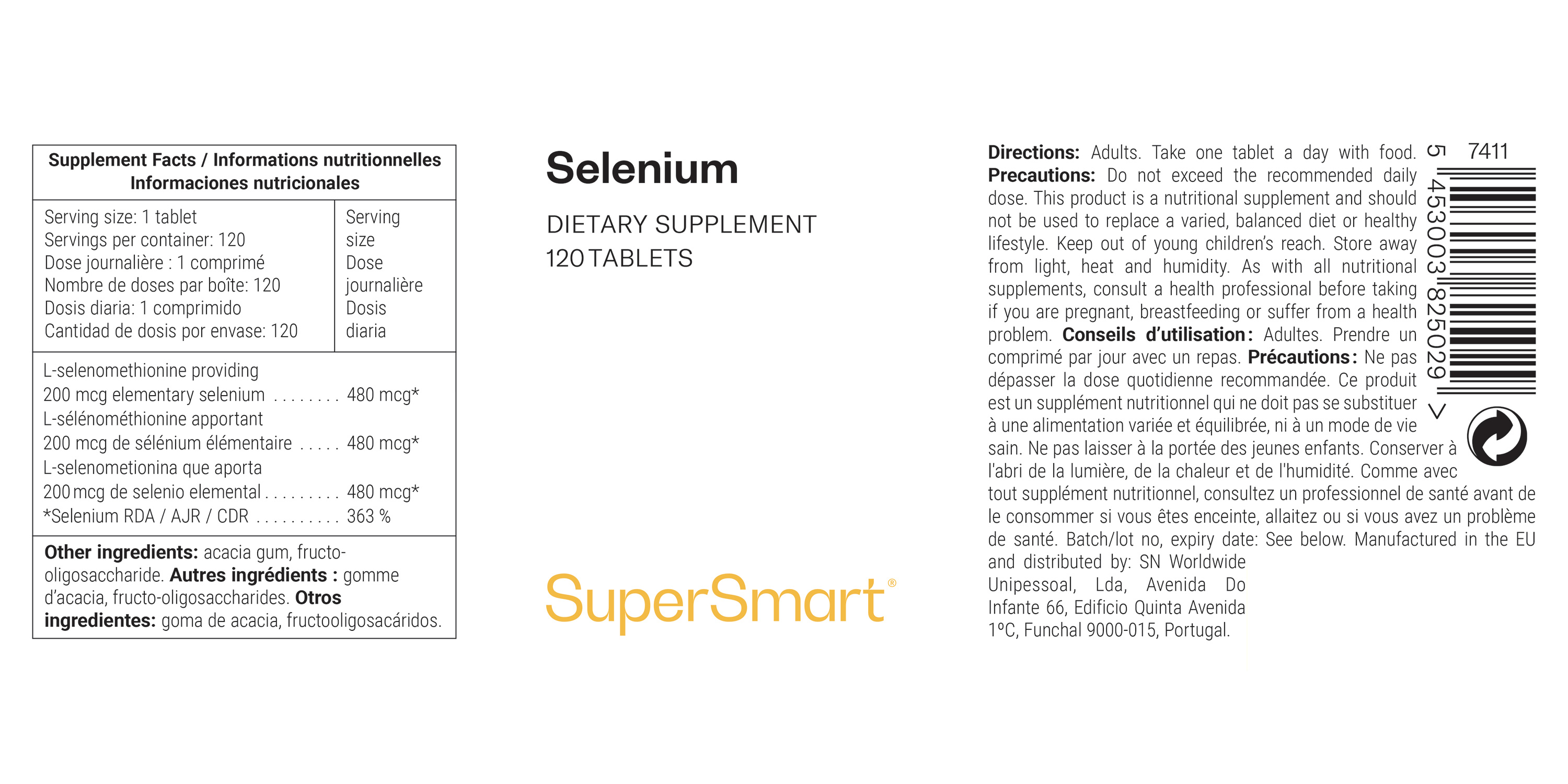 Complément alimentaire de L-sélénométhionine