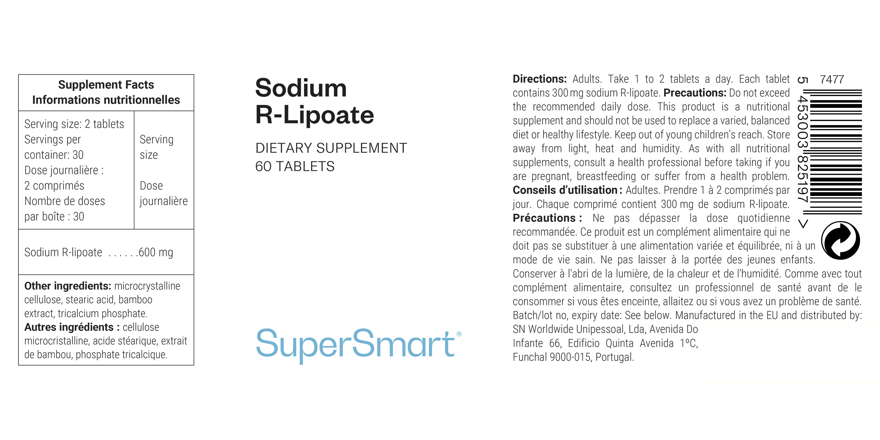 Complemento alimenticio Sodium R-Lipoate