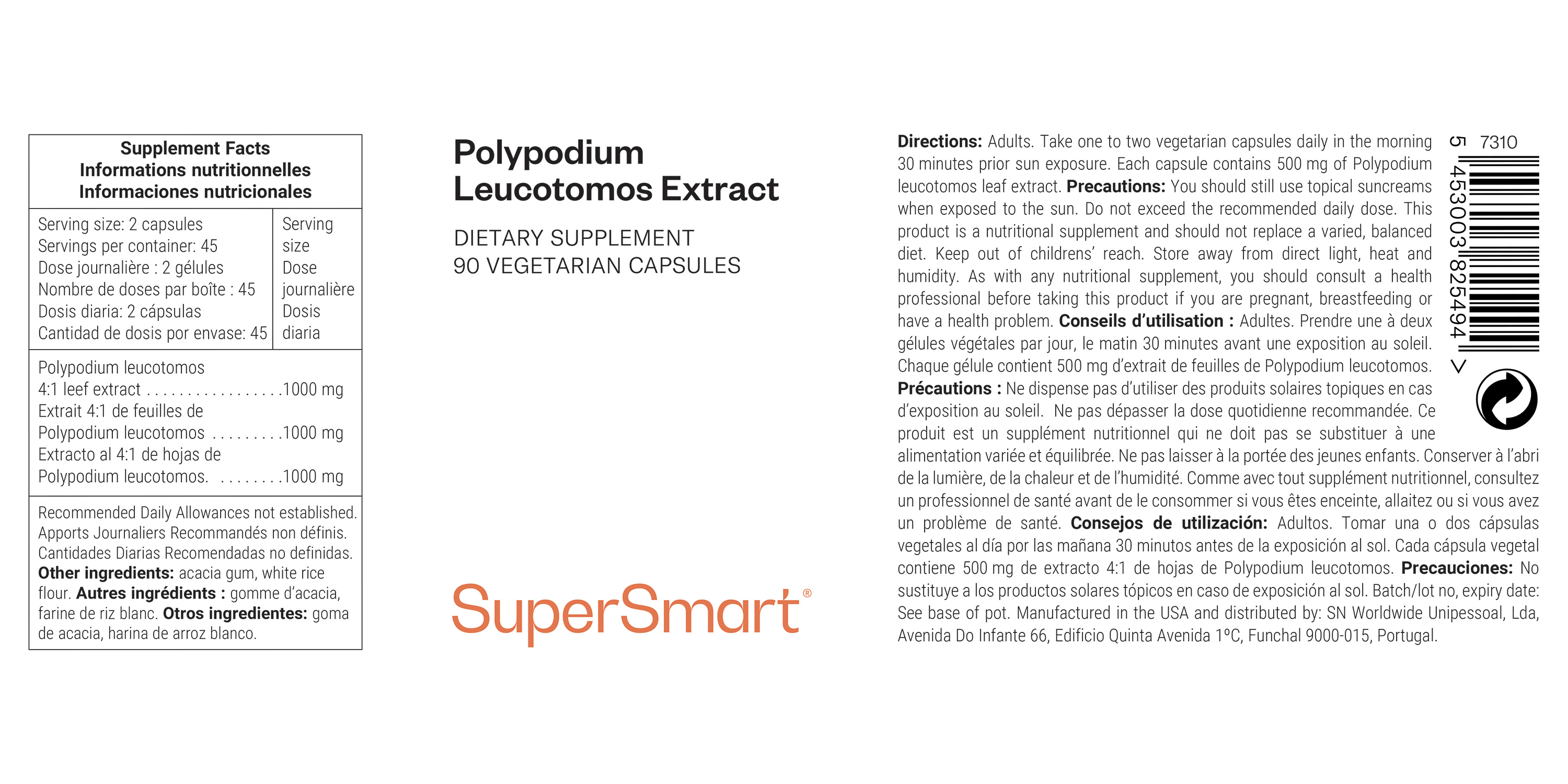 Polypodium leucotomos Extract supplément