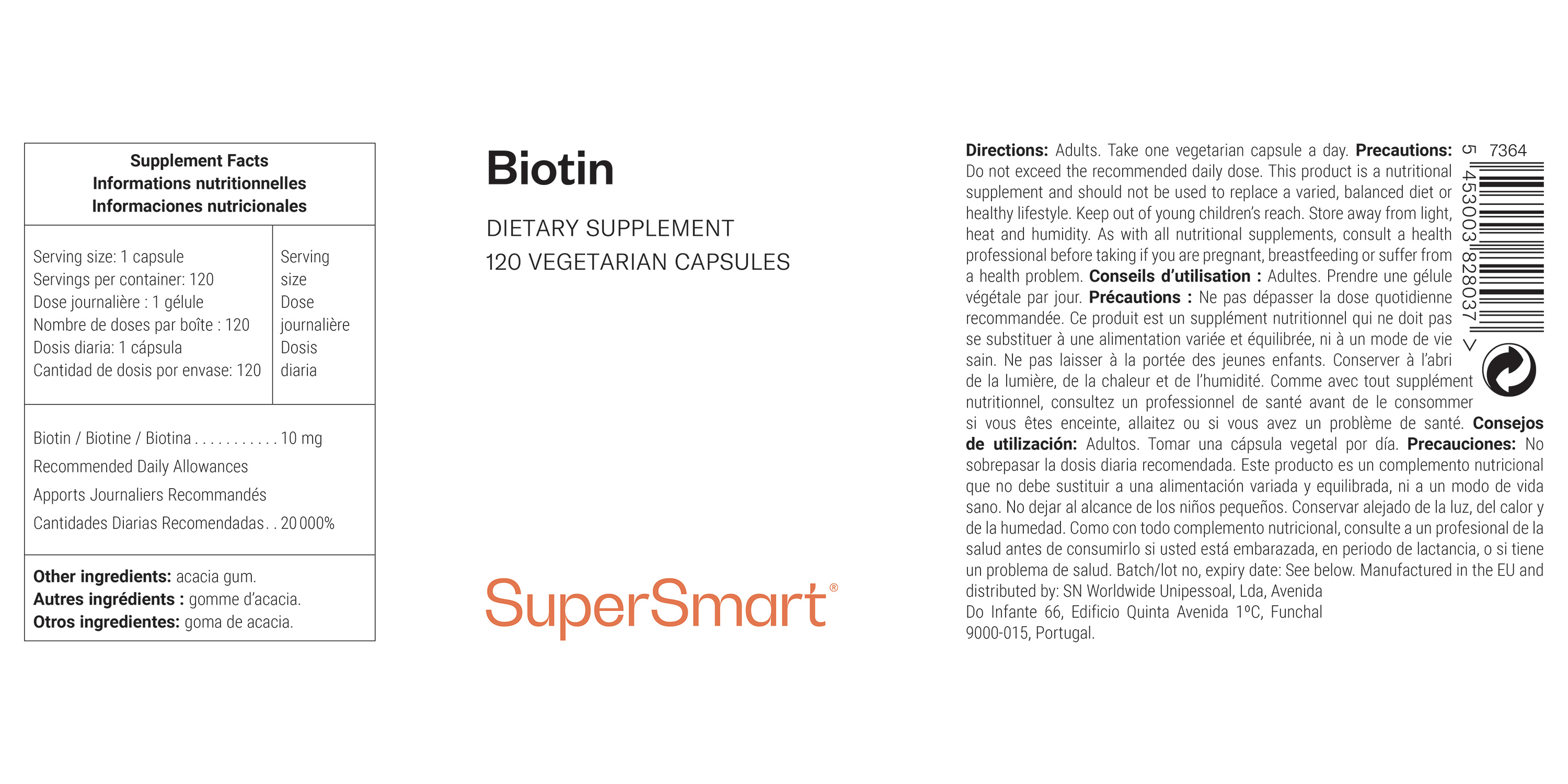 Biotin or vitamin B7 supplement pot