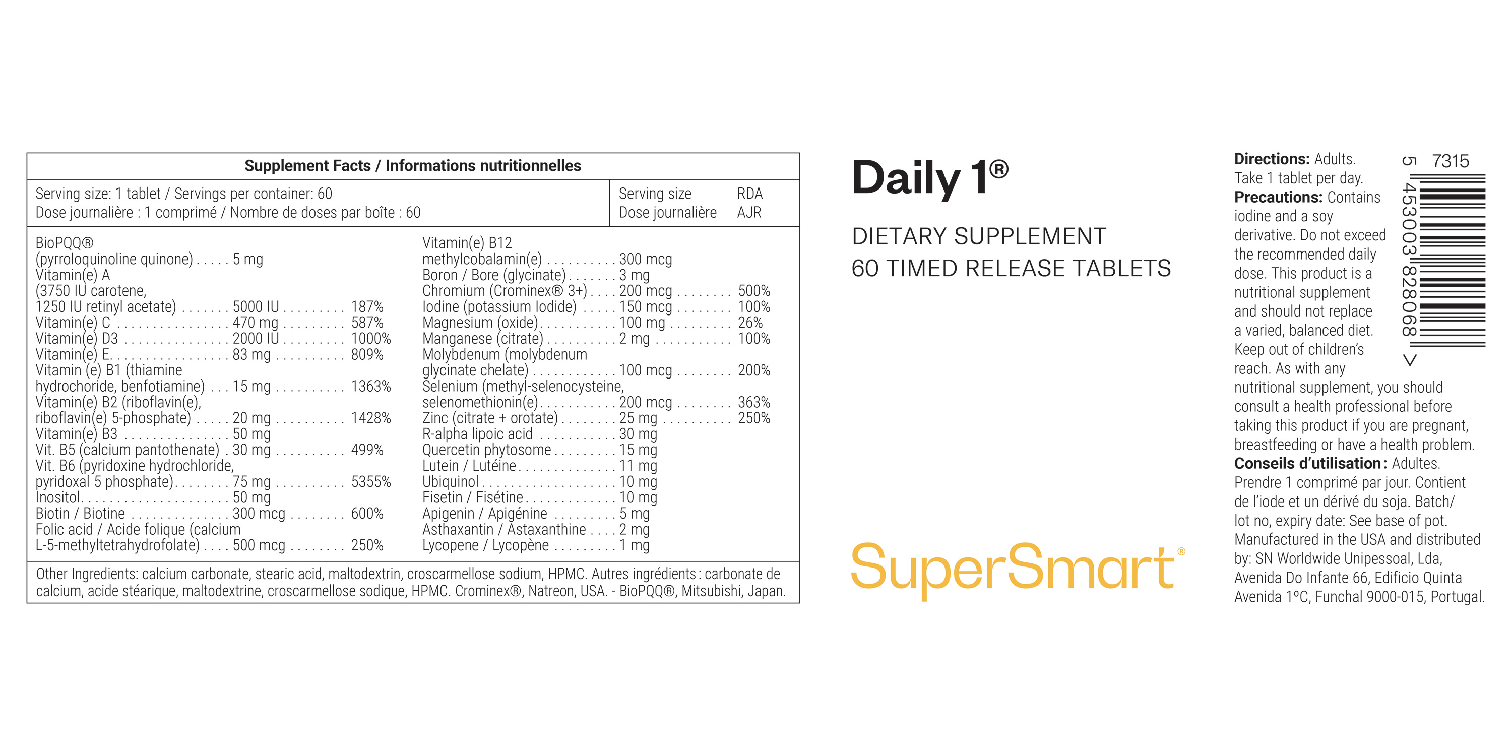 Natuurlijk multivitaminesupplement en antioxidant