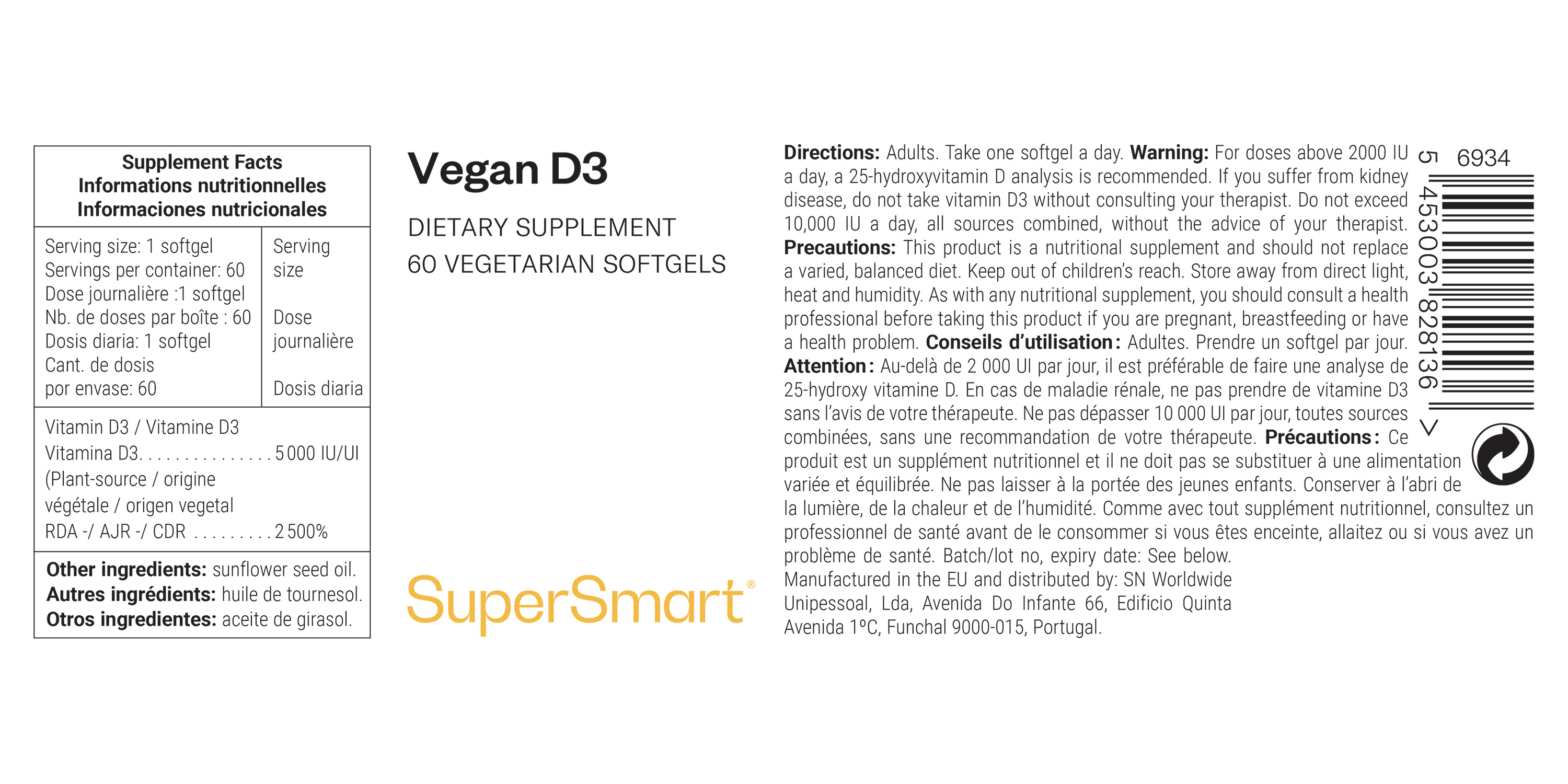 Complément alimentaire de vitamine D végane