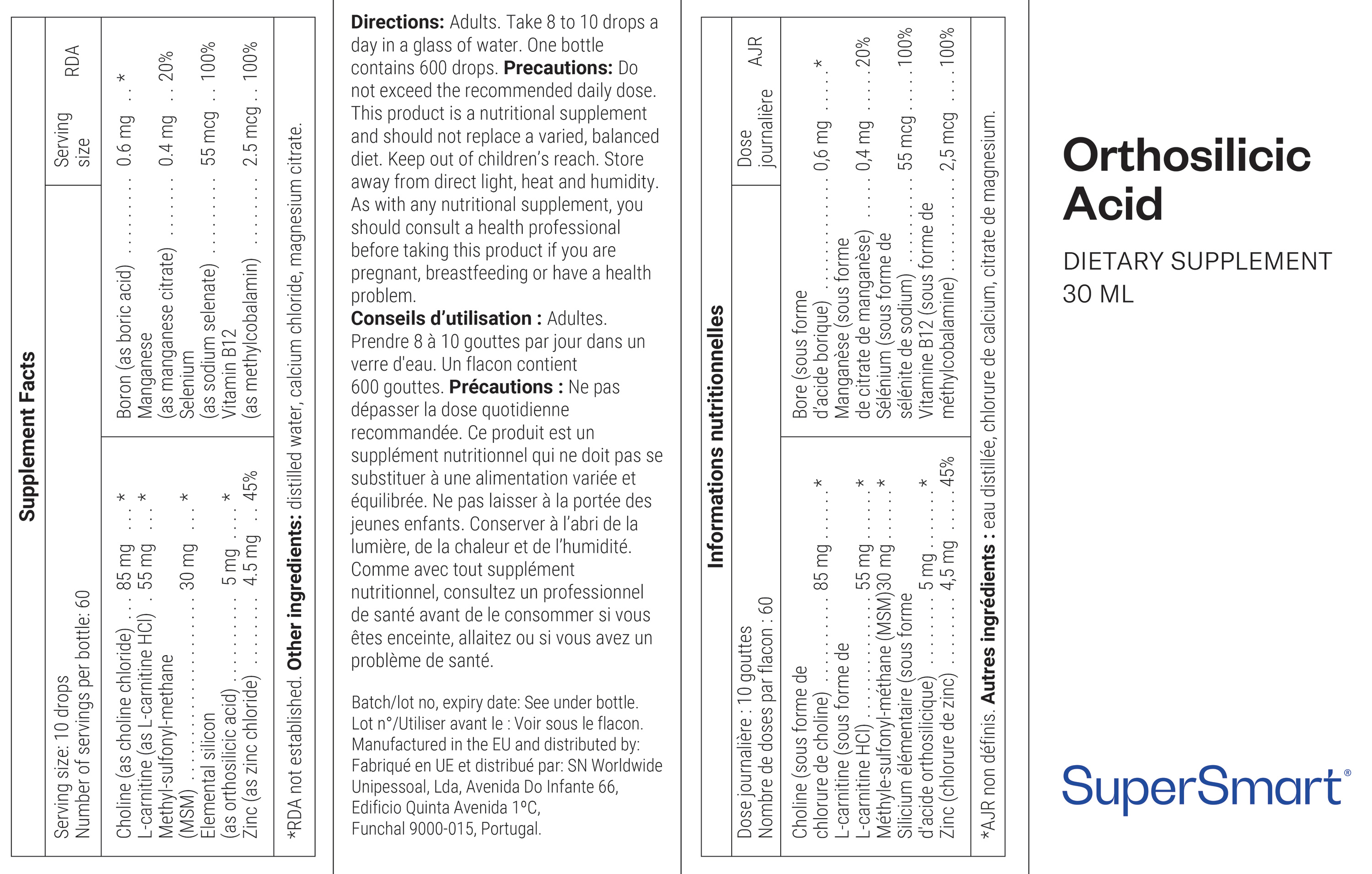 Integratore di acido ortosilicico con colina