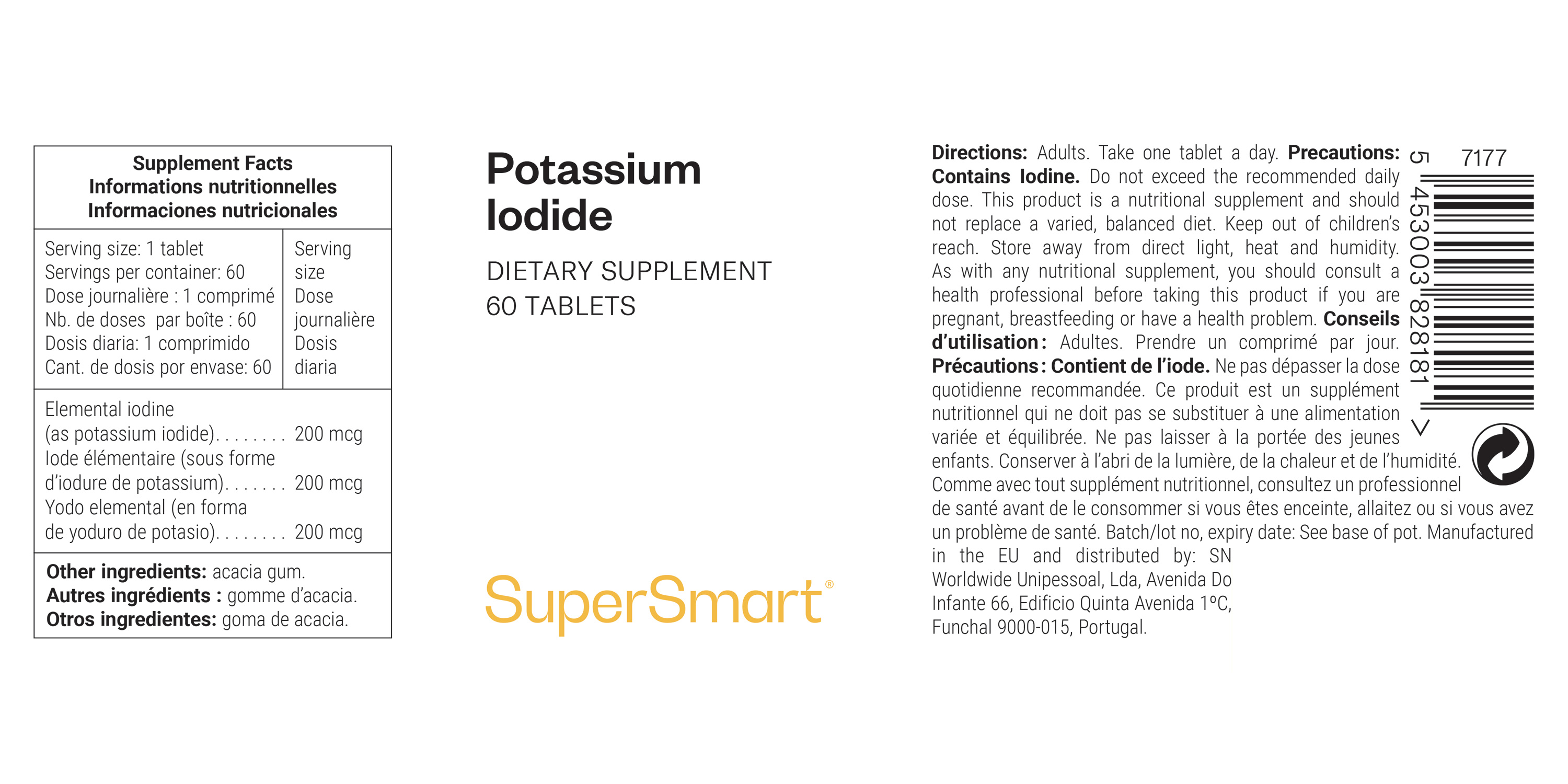 Het voedingssupplement Potassium Iodide 