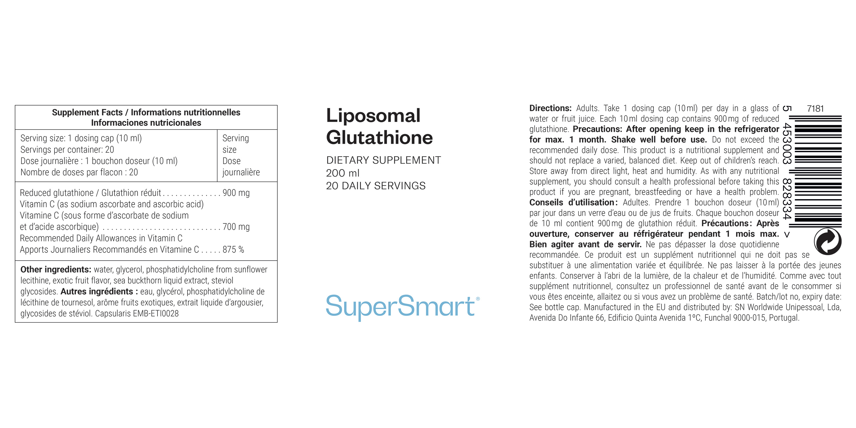 Complemento de glutatión liposomal líquido 