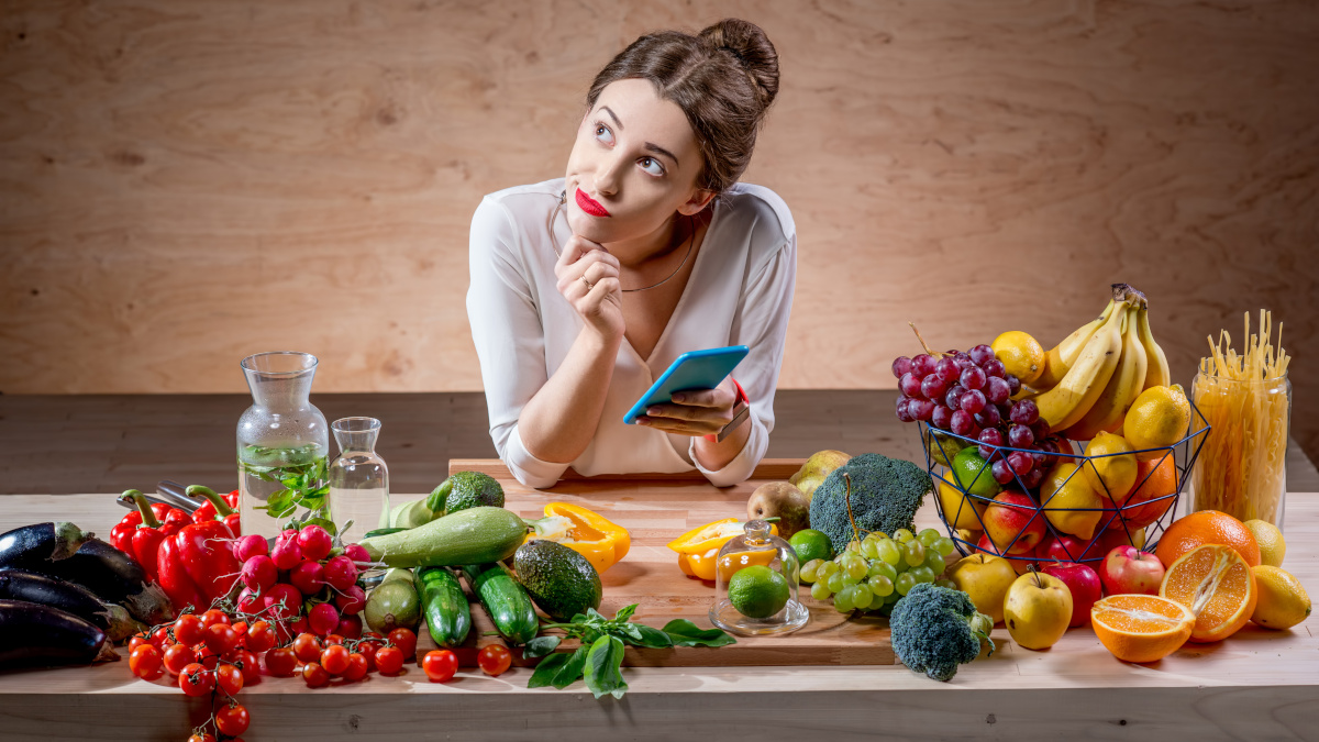 Woman counting calories